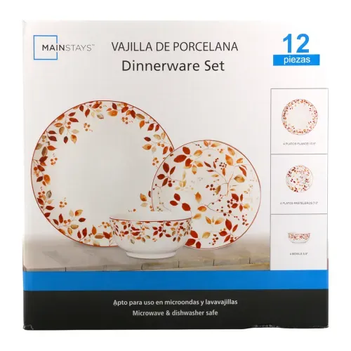 Ms Set Vajilla Porcelana 12pzs Floral Ca