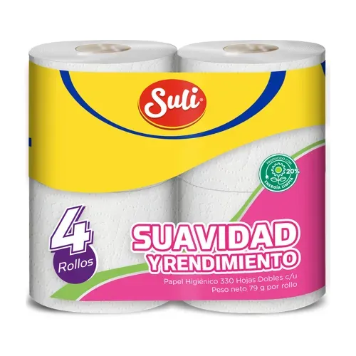 Papel Higiénico Suli 330 Hojas Dobles - 4 Rollos