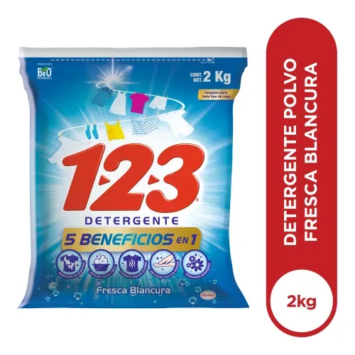 Detergente en Polvo 123 Regular -  2000 g
