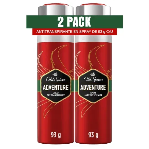 Spray Antitranspirante Old Spice Adventure 93 g / 150 ml X 2 Unidades