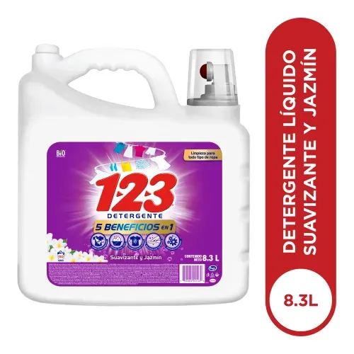Detergente Líquido 123 Suavizante Jazmín - 8.3Lt