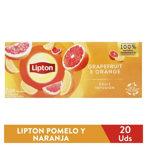 Té Lipton grapefruit y naranja 20 Uds - 34 g