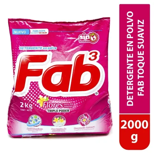 Detergente En Polvo Fab Flores Para Mis Amores - 2000 g