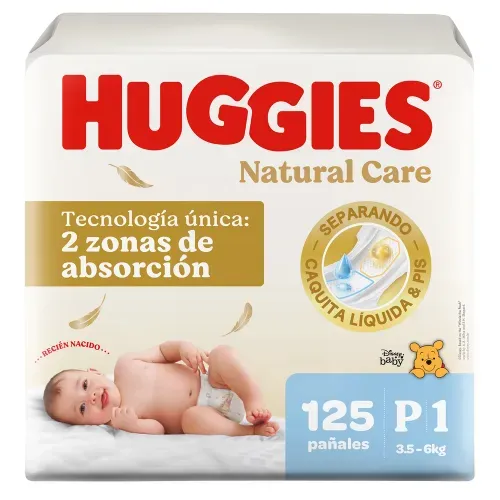 Pañales Huggies Natural Care Etapa 1/P - 125 Unidades