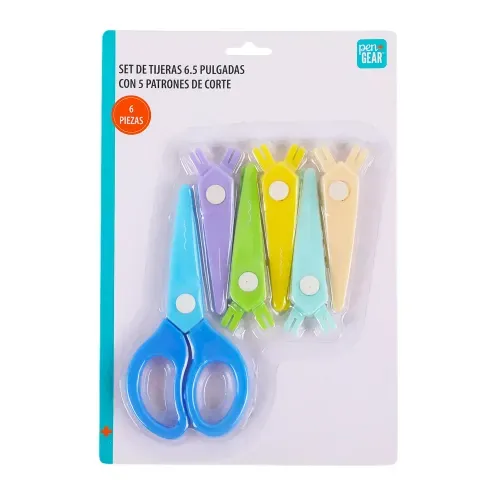 Tijeras Pen + Gear con patrones de corte cabezas intercambibles 7 Pzas - 6.5 pulgadas