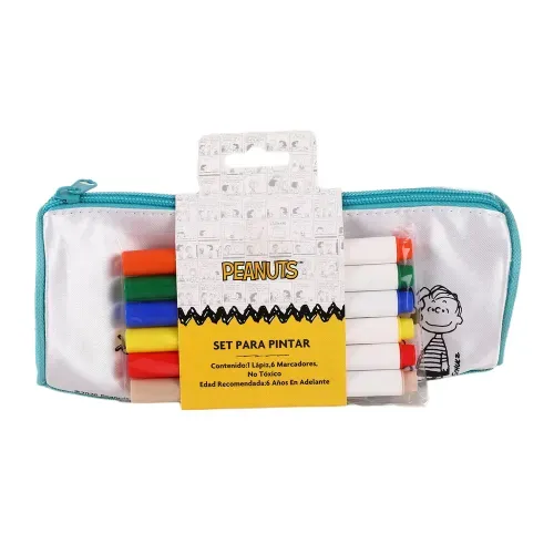 Snoopy Set De Cartuchera Y Marcadores
