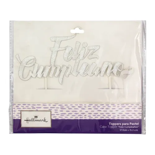Topper Carnival Feliz Cumpleaños Plateado