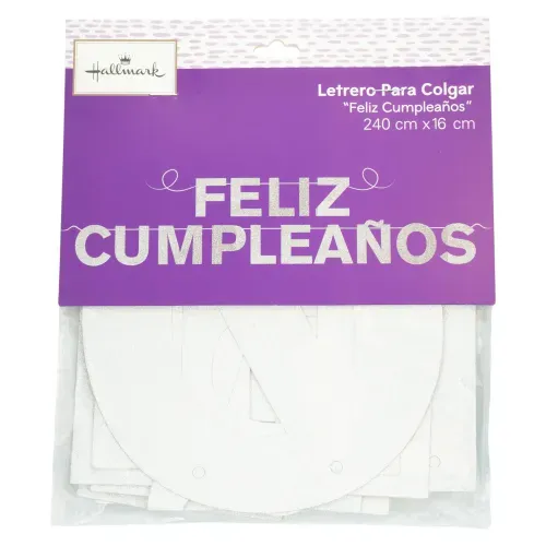 Letrero Carnival Plateado Metálico Feliz Cumpleaños