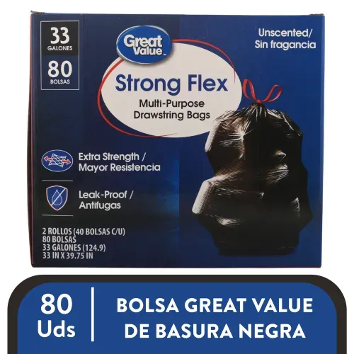 Bolsa Basura Negra Great Value 80 uds - 33 g