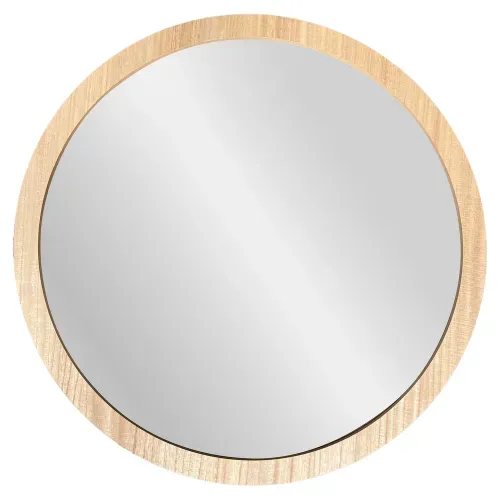 Ht Espejo Redondo Acabado Madera 70cm