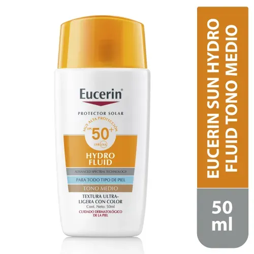 Protector Solar Facial Eucerin Sun Face Hydro Fluid Tono Medium SPF 50+ - 50 ml
