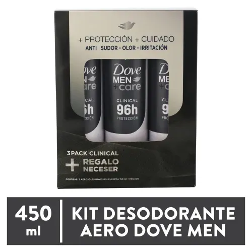 3pk Dove Fm Aer Clin 450ml Mas Neceser