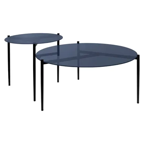 Set de 2 Mesas Mainstays auxiliares de vidrio color negro