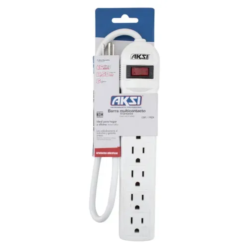 Barra Multicontacto 6 Entradas Cable 50c