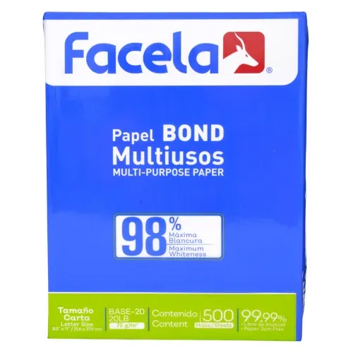 Papel bond Facela multiusos tamaño carta - 500 hojas
