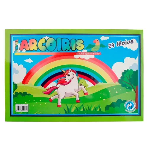 Block hojas de color Rayados Illescas arco iris tamaño oficio - 24 Pzas