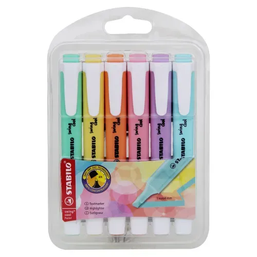 Resaltador Stabilo swing cool colores pastel - 6 Uds