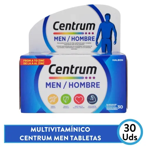 Vitaminas Centrum Gender para hombre caja 30 tabletas - Precio indicado por caja