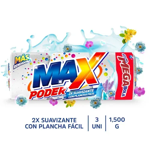 Jabón Max Poder Mega Bola 3 pack blanco - 1500 g