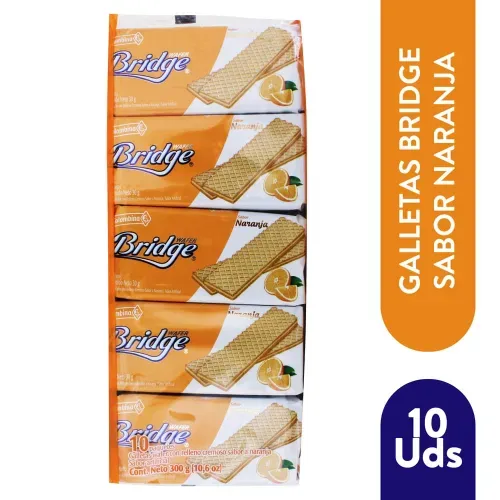 Wafer Colombina Bridge Naranja 24 Uds - 300 g