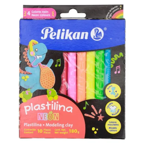 Plastilina Pelikan neón 10 colores - 180 g