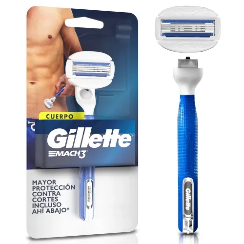 Máquina Rasuradora Gillette Mach3 Cuerpo con 3 Hojas Afeitado Corporal - 1 ud