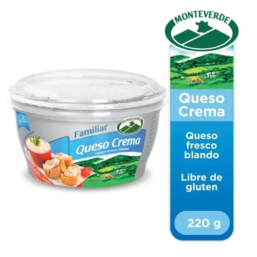 Queso crema Monteverde libre de gluten - 220 g