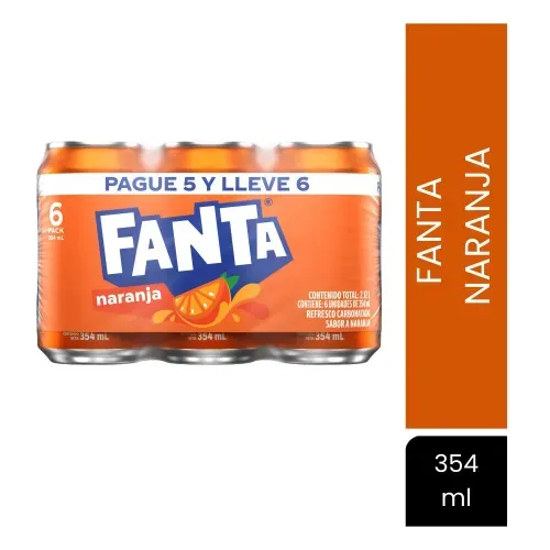 Gaseosa Fanta Naranja Regular Lata 6 Pack - 354 ml
