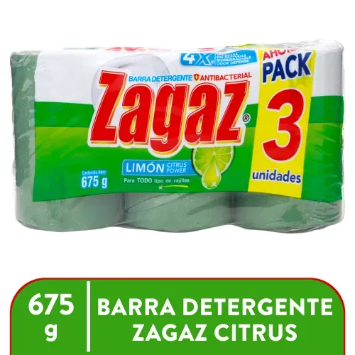 Detergente Zagaz Barra Citrus 3 pack - 675 g