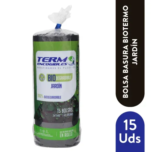 Bolsa Basura Termo  - Rollo Jardin (34X48) Negra- 15U