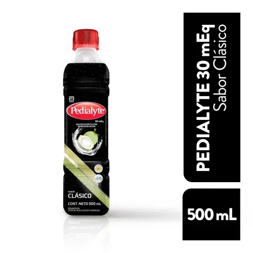 Suero de Rehidratación Oral, Pedialyte®30 mEq Clásico para la deshidratación leve, rápida absorción intestinal. - 500 ml