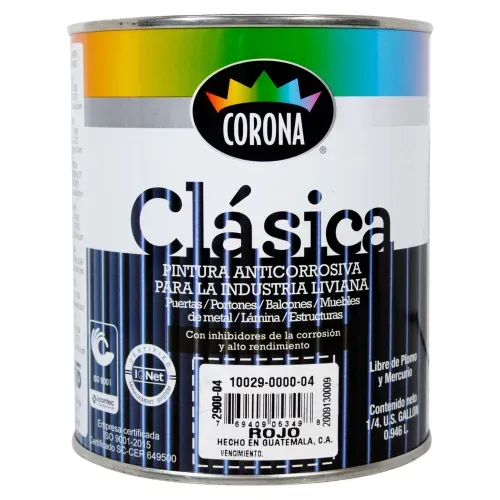 Pintura Corona Clasica Anticorrosivo Color Rojo - 946Ml