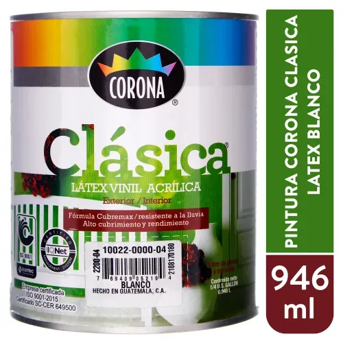 Imagen de Pintura Látex Corona Color Blanco Clásica - 946ml