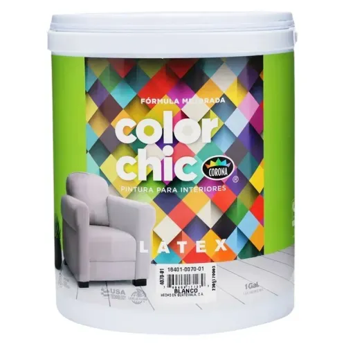 Pintura Látex Color Chic Color Azul. Fórmula Mejorada - 1 Galón