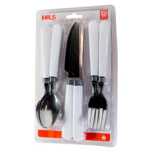 Juego Cubiertos 12Pc Blanco Acero Inoxid