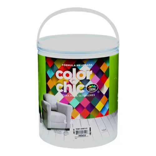 Pintura Latex Color Chic, Para Interiones Fórmula Mejorada Color Menta - 1 Galón
