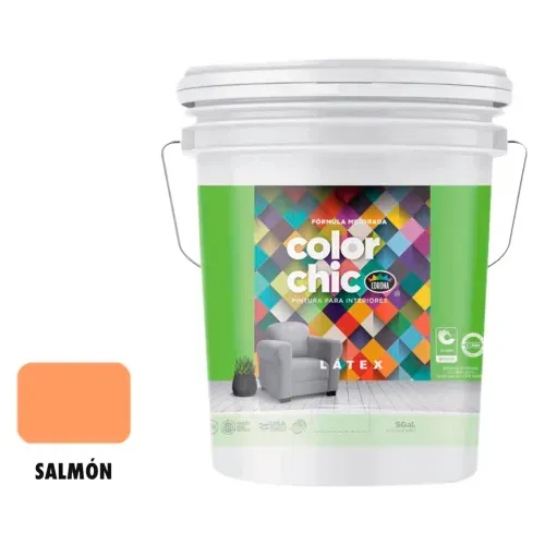 Pintura Latex Color Chic, Fórmula Mejorada Color Salmon En Cubeta - 5 Galónes