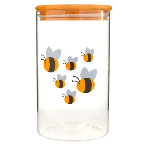 Canister De Vidrio Con Tapa De Bambu 110