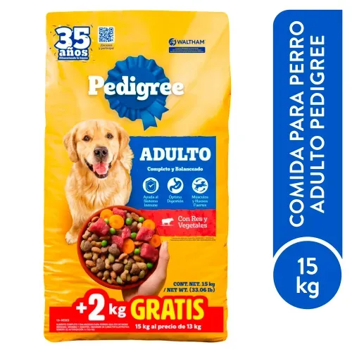 Pedigree Adulto 13 Mas 2 kg Bonus 15kg