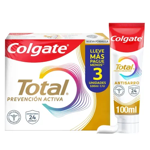 Pasta Dental Colgate Total Antisarro Prevención Activa 3 Pack - 300ml