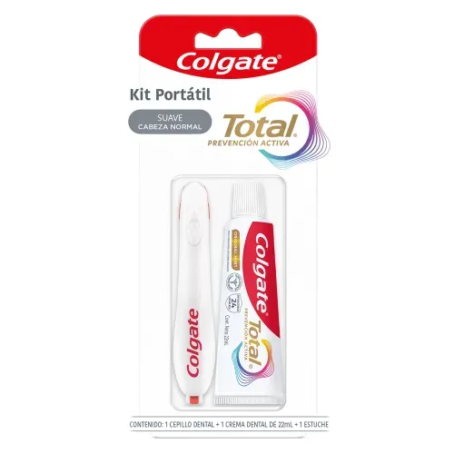 Kit Portátil Colgate con Cepillo Dental Plegable + Pasta Dental Total 12 Clean Mint - 22 ml