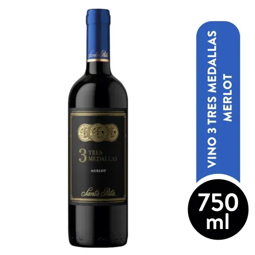 Vino Tinto Santa Rita 3 medallas Merlot - 750 ml