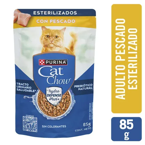 Alimento Húmedo para Gato Esterilizado Cat Chow Pescado Adultos - 85 g