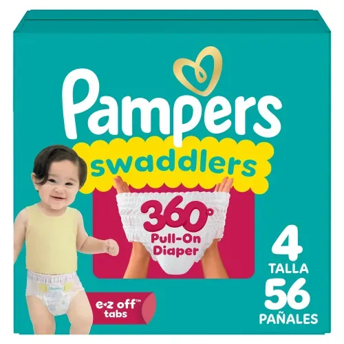 Pañales Pampers Swaddlers 360 Talla 4 10-17 kg - 56 Uds