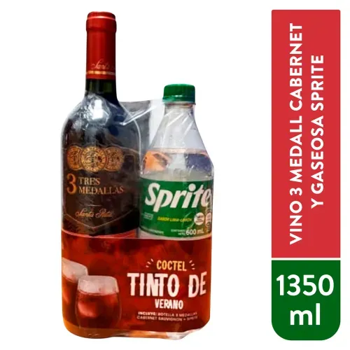 Vino 3medall Cabernet y Gaseosa 1350 ml
