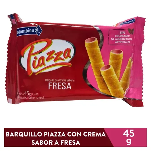 Barquillos Piazza Con Relleno Sabor Fresa - 45 g