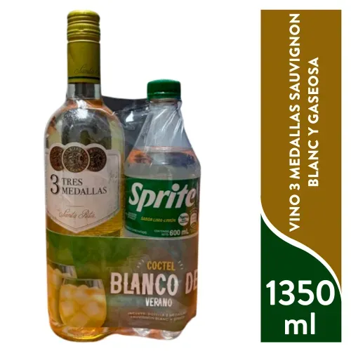 Vino 3medall Sauv Blan y Gaseosa 1350 ml