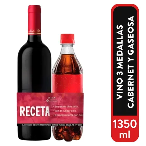 Vino 3medall Cabernet y Gaseosa 1350 ml