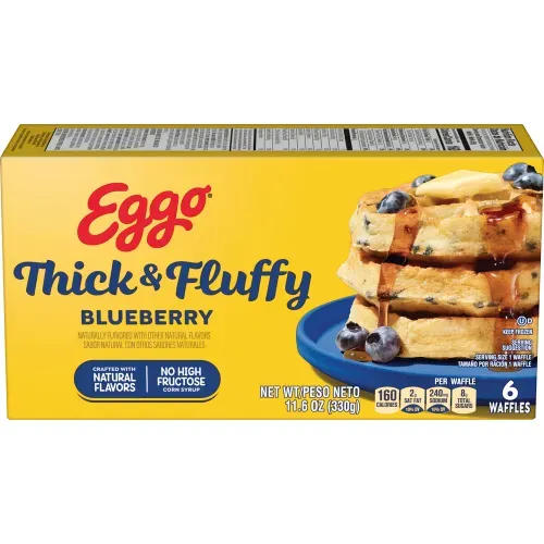Waffles Kelloggs Eggo Blueberry Thick and Fluffy - 330 g
