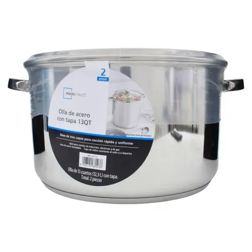 Olla De Acero Con Tapa 13QT - 2 Piezas